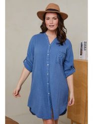 Curvy Lady Sukienka w kolorze niebieskim rozmiar: 40/42. Niebieskie sukienki Curvy Lady, na co dzień, bez wzorów, z bawełny, klasyczne, bez kołnierzyka, bez ramiączek, mini, proste. Za 117.17 zł.