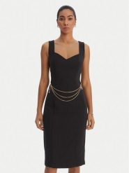 Fracomina Sukienka koktajlowa FR26SD2017W42901 Czarny Slim Fit. Czarne sukienki Fracomina, m, bez wzorów, z syntetyku, wizytowe, bez kołnierzyka, bez ramiączek. Za 699.99 zł.
