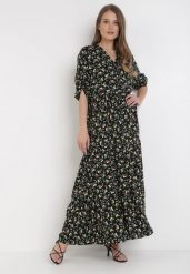 Czarna Sukienka Gezuriya. Czarne sukienki Born2be, l, bez wzorów, bez kołnierzyka, bez ramiączek, maxi, rozkloszowane. W wyprzedaży za 76.99 zł.