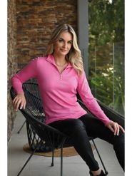 Bleu d'Azur Sweter "Garance" w kolorze jasnoróżowym rozmiar: 32/34. Różowe swetry Bleu d'Azur, w ażurowe wzory, ze splotem, klasyczne, bez ramiączek. Za 123.25 zł.