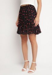 Czarno-Czerwona Spódnica o Rozkloszowanym Kroju z Falbanką Yasselia. Czarne spódnice Born2be, na co dzień, m, bez wzorów, eleganckie, mini, proste. Za 149.99 zł.
