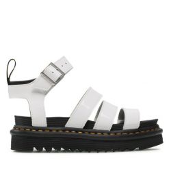 Sandały Dr. Martens. Białe sandały Dr Martens, bez wzorów, bez obcasa, na płaskiej podeszwie, bez zapięcia. Za 969.99 zł.