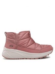 Skechers Botki Puffiez 117260/ROS Różowy. Czerwone botki Skechers, bez wzorów, z materiału, bez obcasa, na płaskiej podeszwie, bez zapięcia. Za 239.99 zł.