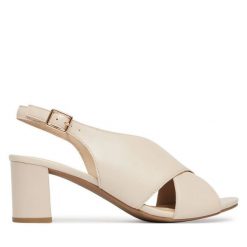 Sandały Caprice. Białe sandały Caprice, bez wzorów, bez obcasa, na słupku, bez zapięcia. Za 329.99 zł.