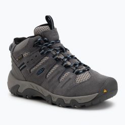 Buty trekkingowe damskie KEEN Headout Mid Waterproof. Szare buty trekkingowe Keen, bez wzorów, bez zapięcia. Za 449.99 zł.