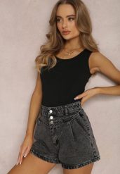 Czarny Top Bawełniany Parthothea. Czarne topy Renee, l, bez wzorów, z bawełny, klasyczne, bez kołnierzyka, bez ramiączek. W wyprzedaży za 19.99 zł.