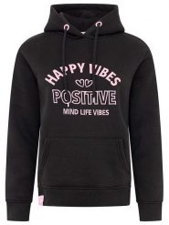 Zwillingsherz Bluza "Happy Vibes" w kolorze czarnym rozmiar: XXL. Czarne bluzy Zwillingsherz, xxl, bez wzorów, bez ramiączek, z kapturem. Za 180.49 zł.