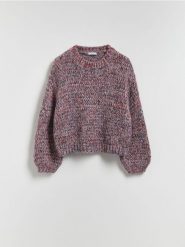 Sweter z domieszką wełny - bordowy. Czerwone swetry Reserved, l, bez wzorów, z dzianiny, bez ramiączek. Za 139.99 zł.