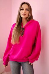 Bluza z kapturem masełko fuksja. Czerwone bluzy KESI, l, bez wzorów, z elastanu, eleganckie, bez ramiączek, z kapturem. Za 204.91 zł.
