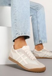 Beżowe Sneakersy Typu Klasyczne Tenisówki Isnnoria. Brązowe trampki Renee, bez wzorów, z jeansu, eleganckie, bez zapięcia. W wyprzedaży za 67.99 zł.