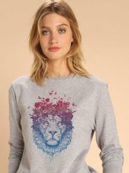 WOOOP Bluza "Floral Lion" w kolorze szarym rozmiar: XS. Szare bluzy bez kaptura Wooop, xs, bez wzorów, z bawełny, bez kaptura. Za 100.99 zł.