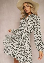 Beżowo-Czarna Koszulowa Sukienka z Bawełny z Geometrycznym Wzorem Vearil. Brązowe sukienki Renee, l, bez wzorów, z bawełny, bez kołnierzyka, bez ramiączek, mini, koszulowe. W wyprzedaży za 47.99 zł.