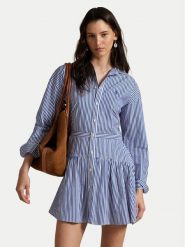 Polo Ralph Lauren Sukienka koszulowa 211972052001 Niebieski Regular Fit. Niebieskie sukienki Polo Ralph Lauren, bez wzorów, z bawełny, bez kołnierzyka, bez ramiączek, koszulowe. Za 1,019.00 zł.