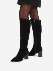 MEXX Kozaki EO-WI44-TUGA-02 Czarny. Czarne kozaki Mexx, bez wzorów, ze skóry, bez obcasa, na słupku, bez zapięcia. Za 629.99 zł.