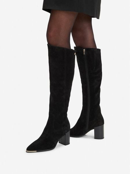 MEXX Kozaki EO-WI44-TUGA-02 Czarny. Czarne kozaki Mexx, bez wzorów, ze skóry, bez obcasa, na słupku, bez zapięcia. Za 629.99 zł.
