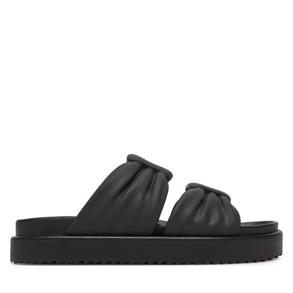 Klapki JENNY. Czarne klapki Jenny, bez wzorów, bez obcasa, bez zapięcia. Za 79.99 zł.