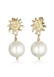 Elli Damskie kolczyki wiszące Edelweiss Dirndl z rdzeniem z muszli perłowej ze srebra próby 925 Sterling Silver Kolczyki 1 ct. Białe kolczyki Elli, z perłą, srebrne. Za 283.99 zł.
