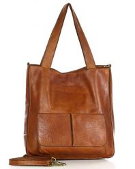 Shopperka skórzana MARCO MAZZINI camelowa v234b. Torebki klasyczne bez wzorów, ze skóry, vintage, bez dodatków. Za 599.00 zł.