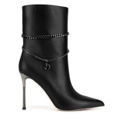 Botki Eva Minge. Czarne botki Eva Minge, bez wzorów, bez obcasa, na szpilce, bez zapięcia. Za 543.00 zł.