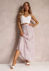 Biała Spódnica Maxi Bawełniana w Kwiatowy Wzór Rayegan. Białe spódnice Renee, m, z aplikacjami, z bawełny, maxi. W wyprzedaży za 35.99 zł.