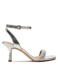 MICHAEL Michael Kors Sandały Carrie 40T2CEMS1M Srebrny. Szare sandały MICHAEL Michael Kors, bez wzorów, ze skóry, bez obcasa, na szpilce, bez zapięcia. Za 569.99 zł.