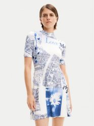 Desigual Sukienka codzienna MONSIEUR CHRISTIAN LACROIX Clavelitos 24SWVK54 Niebieski Regular Fit. Niebieskie sukienki Desigual, na co dzień, xl, bez wzorów, z wiskozy, bez kołnierzyka, bez ramiączek, proste. Za 189.99 zł.
