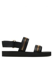 Giuseppe Zanotti Sandały E200028 Czarny. Czarne sandały GIUSEPPE ZANOTTI, bez wzorów, ze skóry, bez obcasa, na płaskiej podeszwie, bez zapięcia. Za 1,099.00 zł.