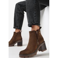 Brązowe Botki na Słupku Boho z Suwakiem Sirdre. Brązowe botki Born2be, bez wzorów, boho, za kostkę, bez obcasa, na obcasie, bez zapięcia. W wyprzedaży za 119.99 zł.