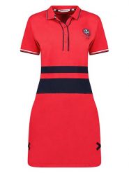 Geographical Norway Sukienka polo w kolorze czerwonym rozmiar: XL. Czerwone sukienki Geographical Norway, xl, bez wzorów, bez kołnierzyka, bez ramiączek, midi. Za 73.93 zł.