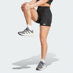 Legginsy Own the Run Short. Czarne legginsy adidas, bez wzorów, z materiału, sportowe. W wyprzedaży za 153.30 zł.
