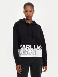 Karl Lagerfeld Jeans Bluza 245J1803 Czarny Regular Fit. Czarne bluzy Karl Lagerfeld Jeans, xs, bez wzorów, z bawełny, bez kaptura. Za 649.99 zł.