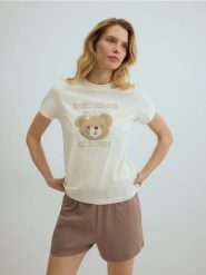 Bawełniana piżama dwuczęściowa - brązowy. Brązowe piżamy Reserved, l, bez wzorów, z bawełny, bez kołnierzyka, bez ramiączek. Za 79.99 zł.