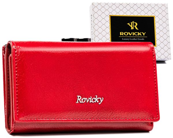 Portfel damski Rovicky RPX-23-ML czerwony. Czerwone portfele ROVICKY, bez wzorów, ze skóry. Za 57.99 zł.