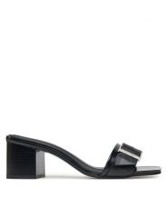 Calvin Klein Klapki Heel Mule 50 W/Buckle - Lth HW0HW02478 Czarny. Czarne klapki Calvin Klein, bez wzorów, ze skóry, bez obcasa, bez zapięcia. Za 409.99 zł.