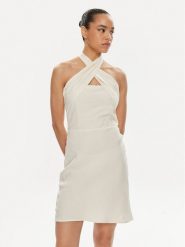 Patrizia Pepe Sukienka letnia 2A2779/A052-W362 Écru Regular Fit. Sukienki Patrizia Pepe, bez wzorów, ze lnu, bez kołnierzyka, bez ramiączek. Za 649.99 zł.
