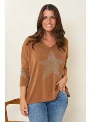 Curvy Lady Sweter w kolorze jasnobrązowym rozmiar: 48/50. Brązowe swetry Curvy Lady, bez wzorów, klasyczne, bez ramiączek. Za 173.60 zł.
