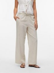 Vero Moda Spodnie w kolorze beżowym rozmiar: S. Brązowe spodnie materiałowe Vero Moda, bez wzorów, z bawełny. Za 85.95 zł.
