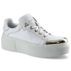 Białe Sneakersy Carinii Modne Buty Damskie Półbuty. Białe półbuty wsuwane Carinii, bez wzorów, ze skóry, bez obcasa, na obcasie. Za 290.00 zł.