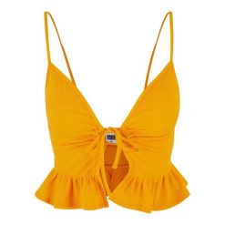 Top Damski / Damski Z Falbaną Waflową Pique. Brązowe topy Urban Classics, xl, bez wzorów, casualowe, bez kołnierzyka, bez ramiączek. Za 68.99 zł.