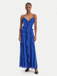 Bardot Sukienka wieczorowa Veris Ruffle 60007DB Niebieski Regular Fit. Niebieskie sukienki Bardot, bez wzorów, z syntetyku, wizytowe, bez kołnierzyka, bez ramiączek. Za 419.99 zł.