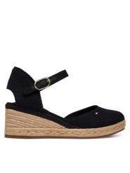 Tommy Hilfiger Espadryle Mid Wedge Espad Closed Toe FW0FW09233 Czarny. Czarne espadryle Tommy Hilfiger, bez wzorów, z materiału, bez obcasa. Za 409.99 zł.