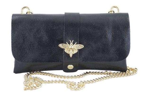 Listonoszka metalizowana BARBERINI'S czarna 958/1-1. Czarne shopper bag Barberinis, bez wzorów, ze skóry, eleganckie, bez dodatków. Za 115.99 zł.