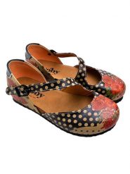 Goby Skórzane baleriny w kolorze czerwono-czarnym rozmiar: 36. Czarne baleriny Goby, bez wzorów, z okrągłym noskiem, bez obcasa, bez zapięcia. Za 195.99 zł.