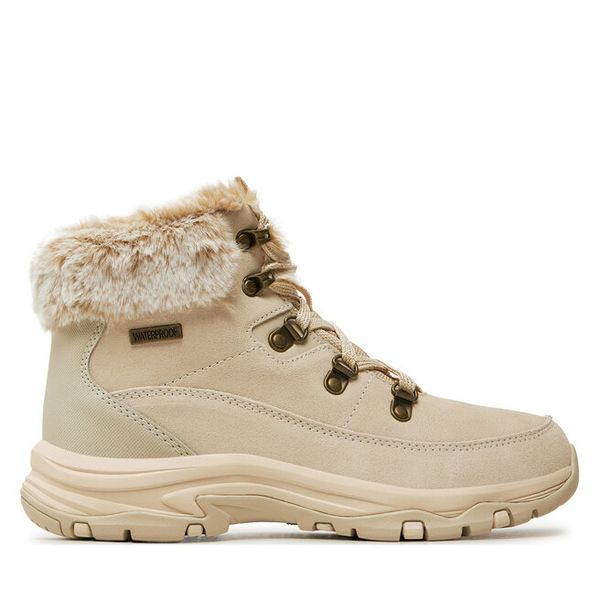 Trapery Skechers. Brązowe buty trekkingowe Skechers, bez wzorów, bez obcasa, bez zapięcia. Za 449.99 zł.