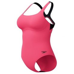 Strój kąpielowy na basen damski Speedo Flex Band. Czerwone stroje jednoczęściowe Speedo, bez wzorów, sportowe. Za 439.44 zł.