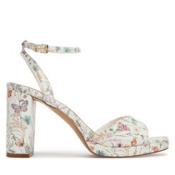 Sandały Aldo. Białe sandały Aldo, bez wzorów, bez obcasa, na słupku, bez zapięcia. Za 339.99 zł.