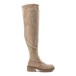 Beżowe Kozaki S.Barski Modne Obuwie Damskie. Brązowe kozaki S.BARSKI, bez wzorów, eleganckie, za kolano, bez obcasa, bez zapięcia. Za 178.99 zł.