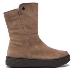 Botki Caprice. Brązowe botki Caprice, bez wzorów, bez obcasa, na płaskiej podeszwie, bez zapięcia. Za 279.99 zł.