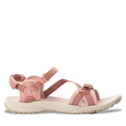 Sandały Jack Wolfskin. Czerwone sandały Jack Wolfskin, bez wzorów, sportowe, bez obcasa, bez zapięcia. Za 229.99 zł.