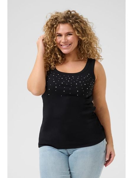 KAFFE curve Top w kolorze czarnym rozmiar: XL. Czarne topy KAFFE curve, xl, bez wzorów, bez kołnierzyka, bez ramiączek. Za 104.95 zł.